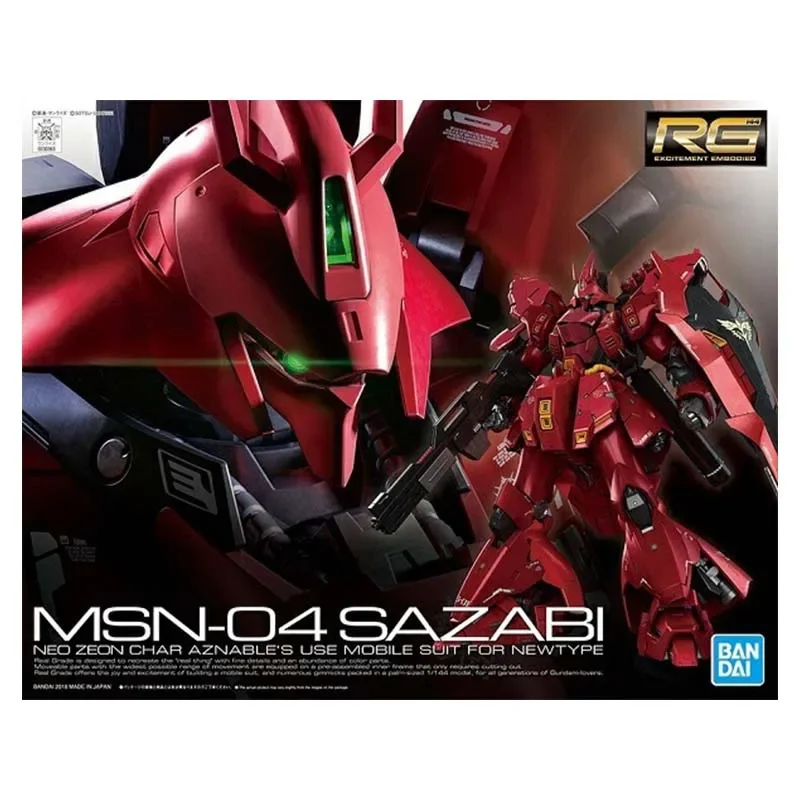 Bandai Original RG MSN-04 Sazabi Mobile Suit Gunpla Anime Action Figure  Assembly Toys for Gift Collectible Model Ornaments