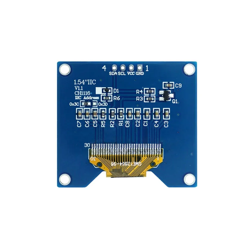 1.54-inch OLED Display Module - 128x64 Resolution, CH1116 Driver (White/Blue/Yellow), I2C Interface, 4-Pin Compact Screen