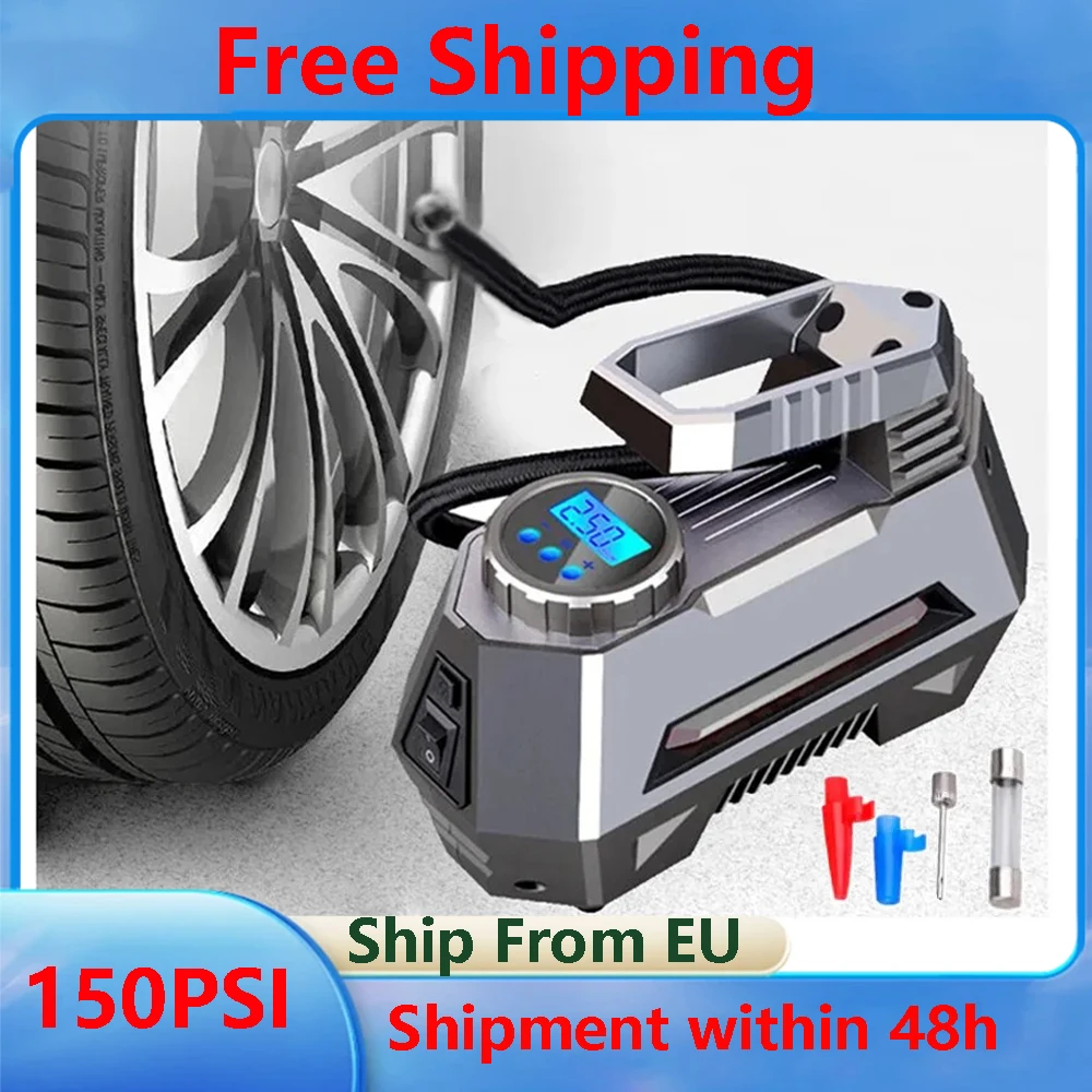 Portable Air Compressor Pump150PSI Tire Inflator Car Tire Pump Digital Display Pressure Gauge Tire Air Injector Tyre Repair Tool