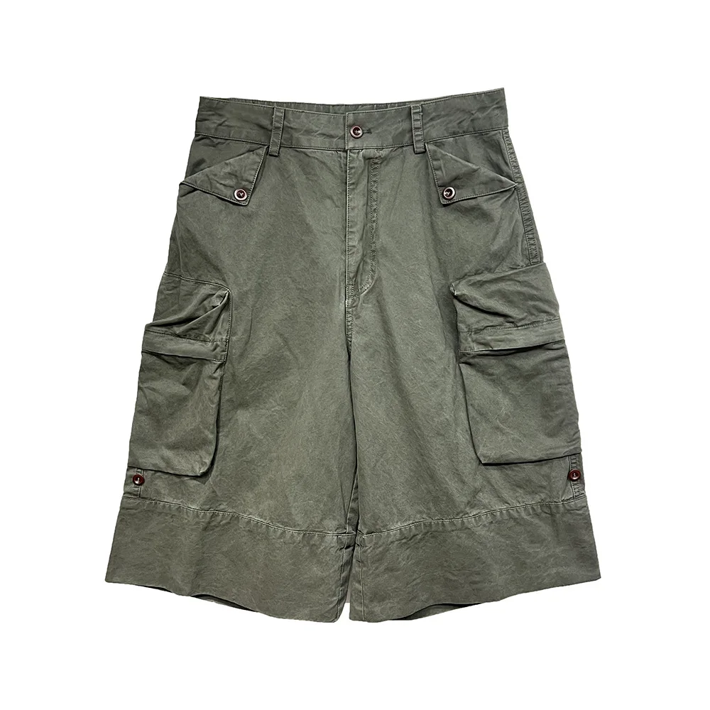 Calças de brim de carga mulheres na altura do joelho calças de perna larga cintura baixa vários bolsos vintage lavado angustiado streetwear verão 2025 denims