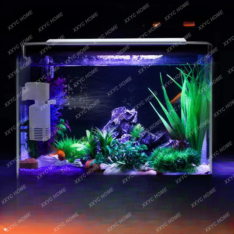 Living Room Small Fish Tank Transparent Hot Bending Glass Integrated Fish Globe