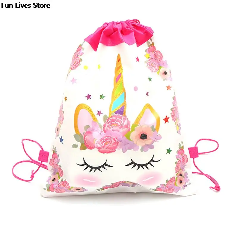 Drawstring Strap Pocket Storage Bag Unicorn Backpack For Adult Children Waterproof Backpacks Cartoon Sundries Bags Cute Satchel