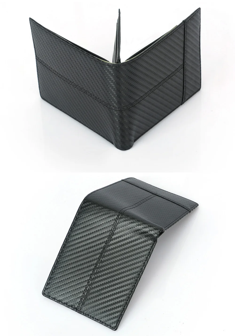 Men's Wallet Carbon Fiber Bifold Pattern RFID Wallet Spliced Multiple Card Positions Large Capacity Fashionable Short Wallet