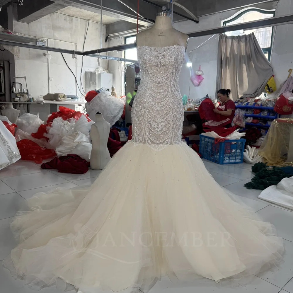 Customized Dazzling Chic Wedding Dress Corset Women High Quality Mermaid Romantic Long Bride Wear vestidos de novia boda