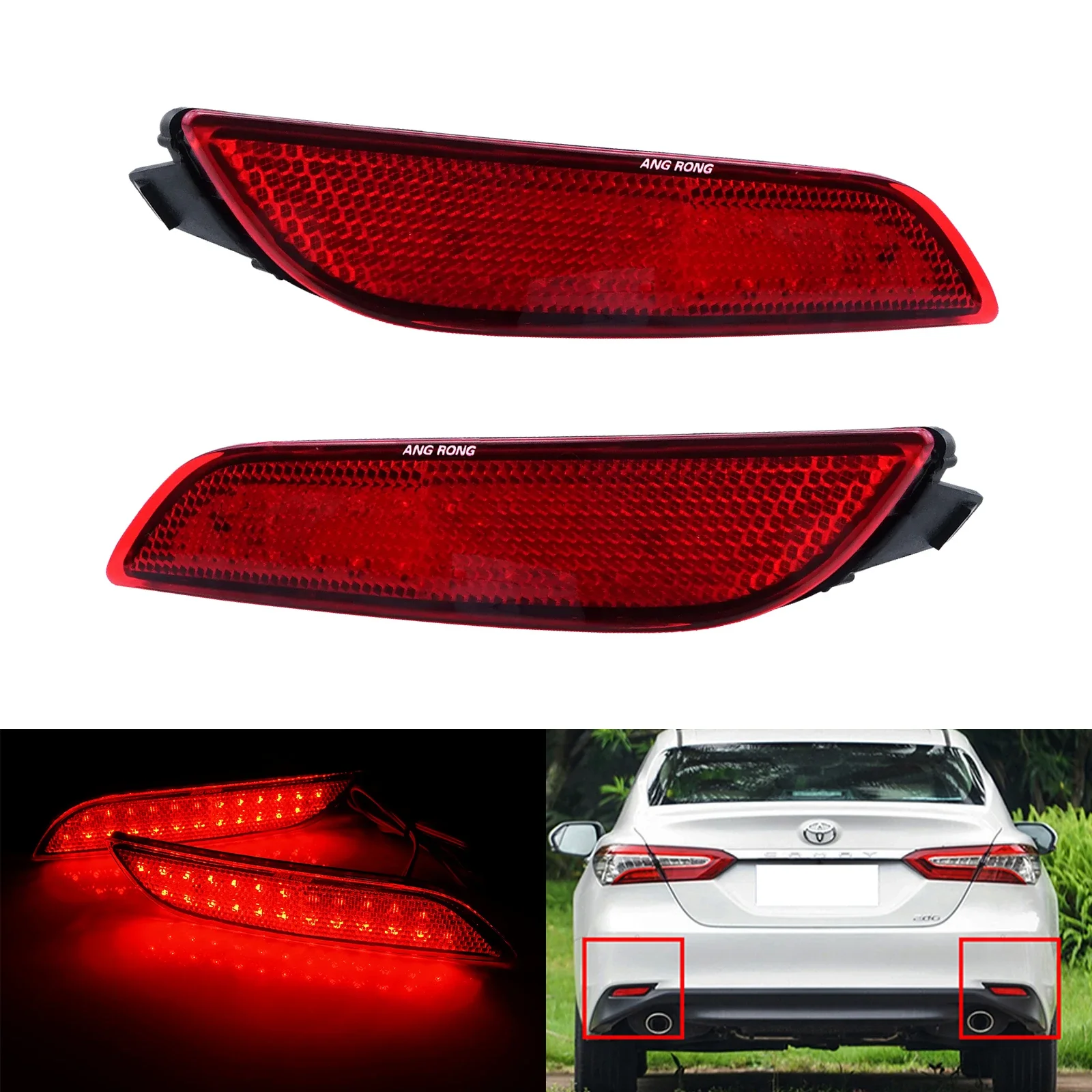لتويوتا كامري 2018 + LED المصد الخلفي عاكس الذيل الفرامل وقف مصابيح الضوء عدسة حمراء