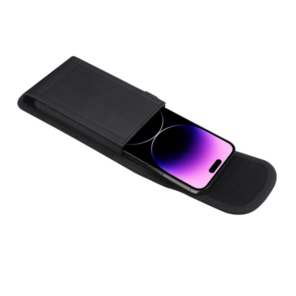 PU leather buckle waist phone bag, men's card-inserting flip cover magnetic buckle vertical waist bag