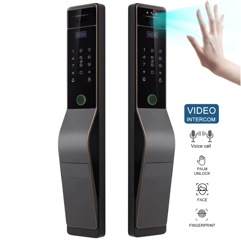 TC-S800 IPX5 Waterproof Zinc Alloy Outdoor Smart Door Lock Dual-Sided 3D Face Recognition Fingerprint Unlocking
