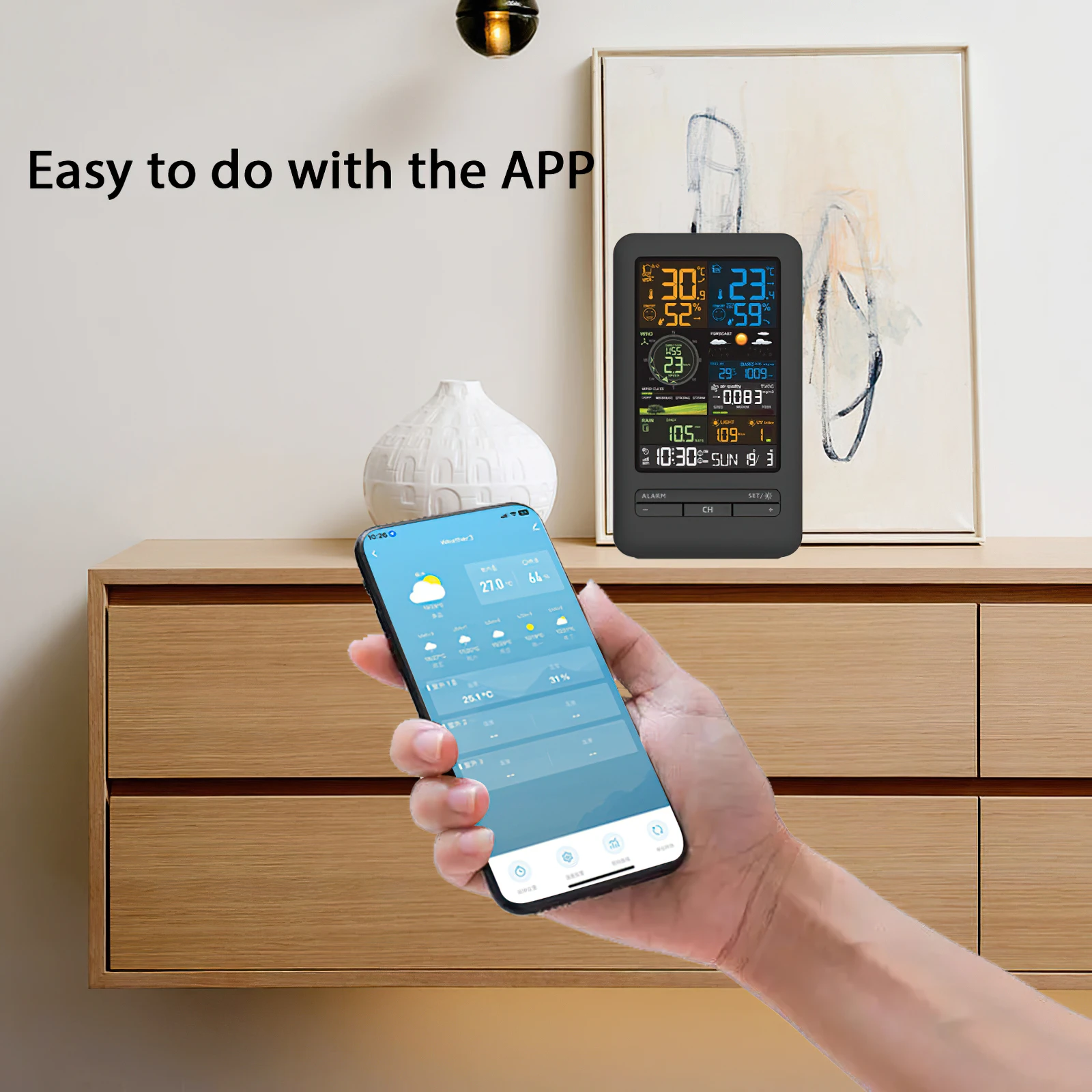 الذكية تويا محطة الطقس إنذار واي فاي الرقمية سرعة الرياح اتجاه الأمطار ضوء مؤشر جودة الهواء درجة الحرارة مقياس الرطوبة