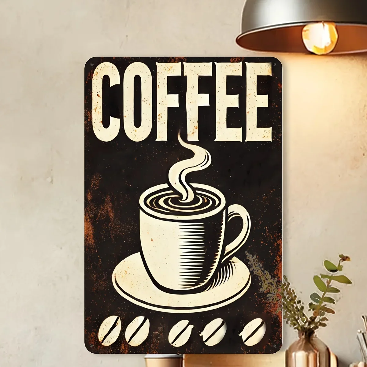 1pc Vintage Coffee Metal Sign 8.0x12.0inch - Vintage Wall Art Decor with Steam Cup Design, Perfect for Kitchen, Cafe, Bar