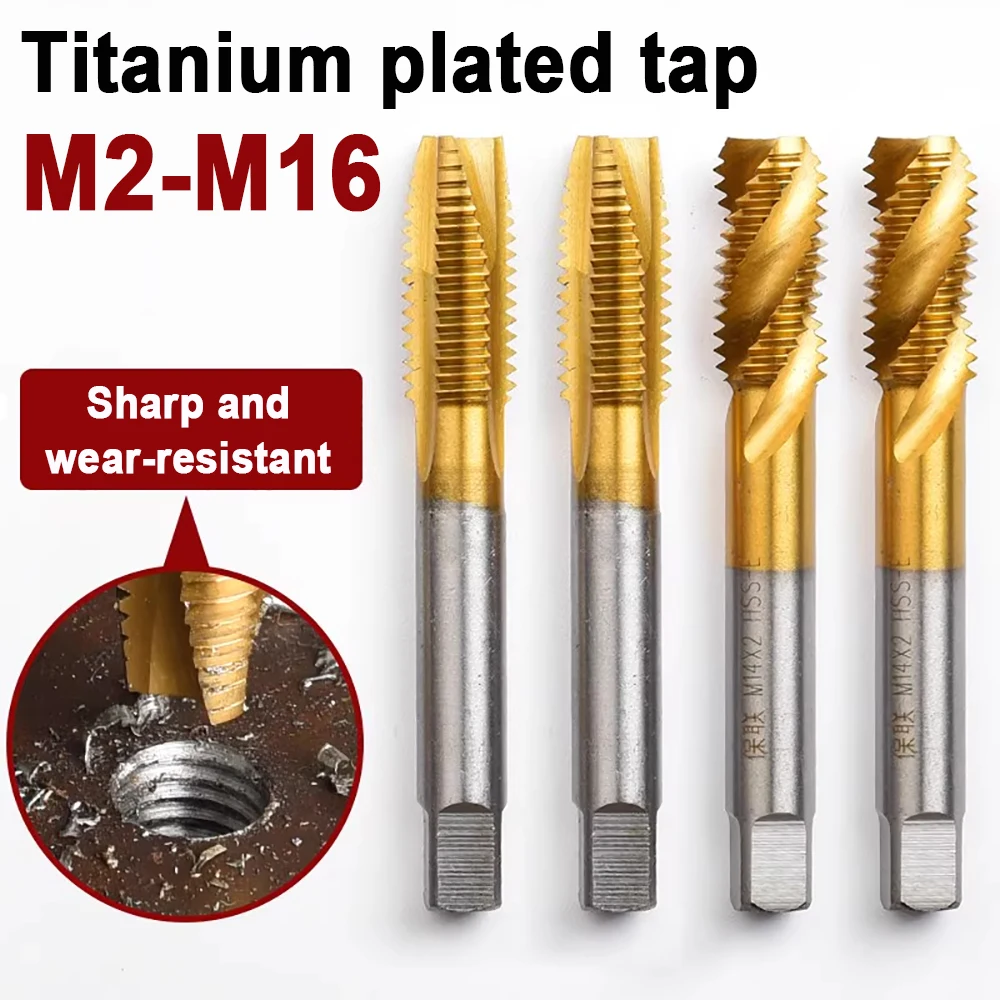 

Cobalt Containing Tip Screw Machine Tap, straight groove tap Tapping Stainless Steel Special Titanium Plated Tapping Bit M2-M16