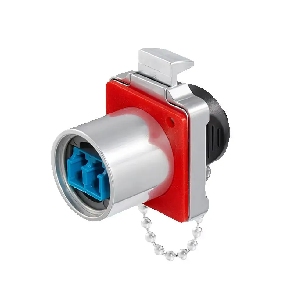 CNLINKO BD24 IP68 Circular LC Single Mode Fiber Optic Connector Zinc Alloy Panel Mount Adapter for Industrial Network & Telecom
