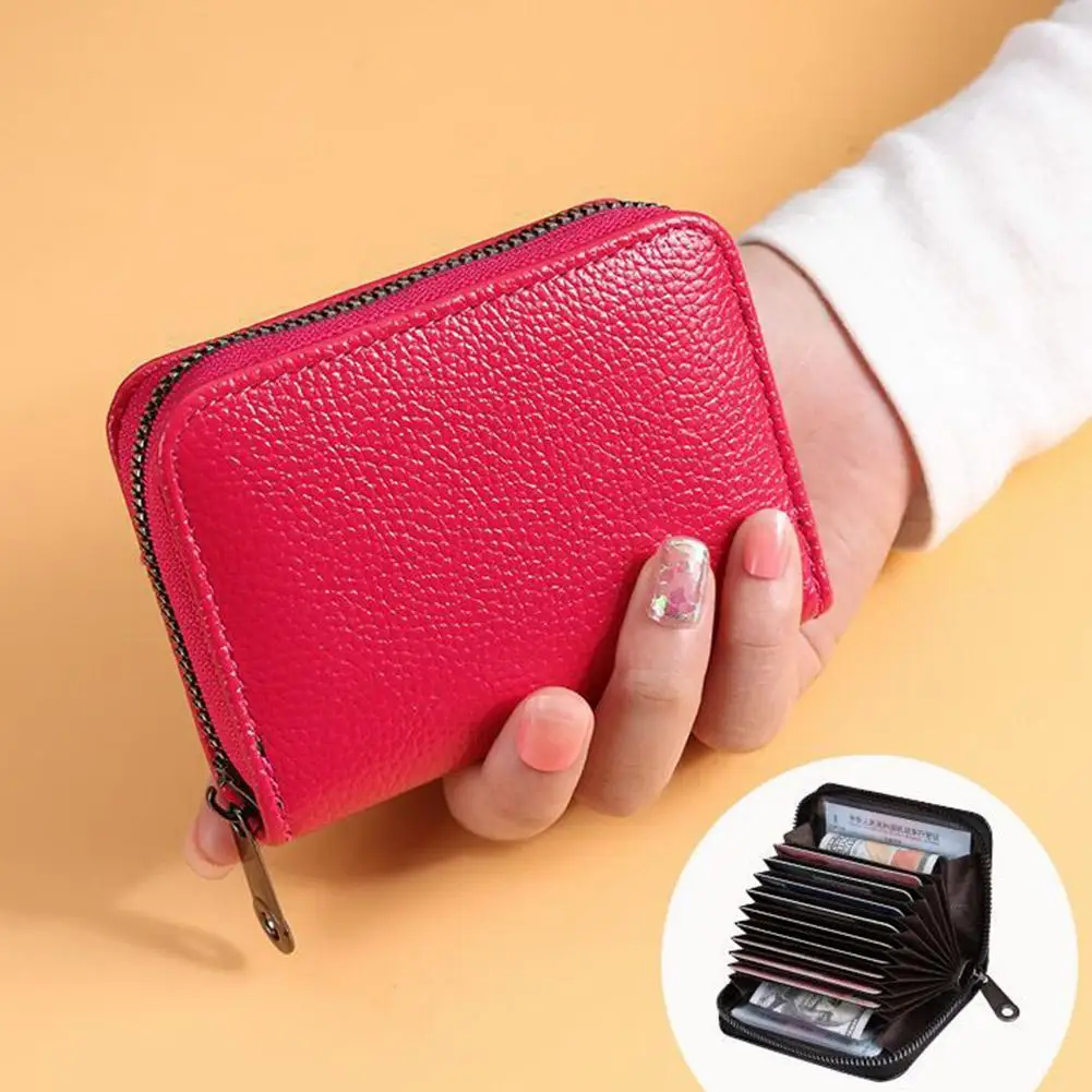 New High-end ID Credit Bank Card Holder With Hasp Wallet Magic Protected Card Case PU Anti Blocking Wallet Rfid Leather Men K8C5