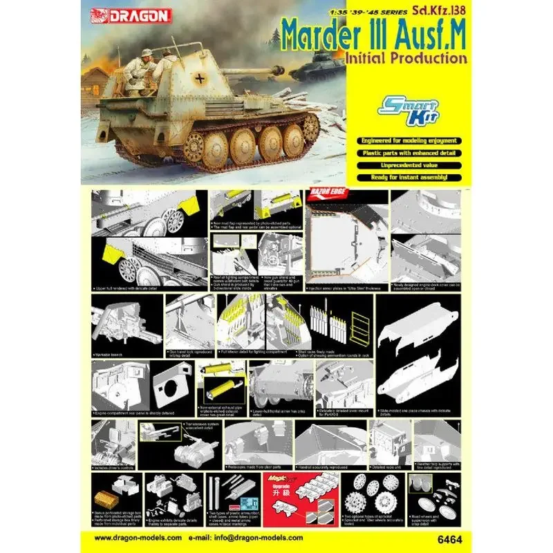 DRAGON 6464 1/35 Sd.kfz.138 Marder III Ausf,M الإنتاج الأولي - تجميع مقياس أطقم منمذجة