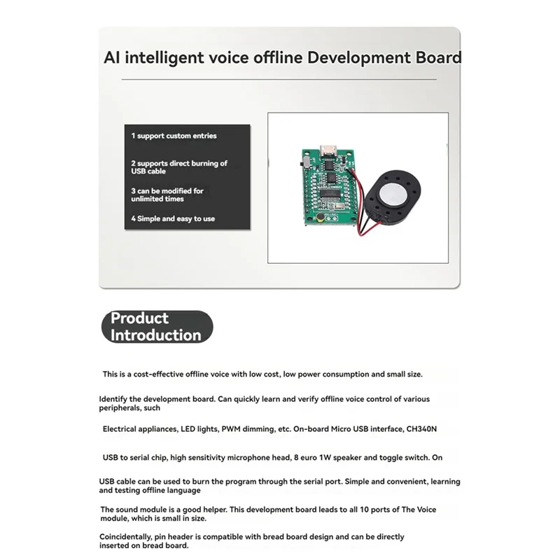 

Плата разработки интеллектуального распознавания голоса FULL-AI, автономное голосовое управление, поддержка индивидуального голоса для релейных светодиодных фонарей