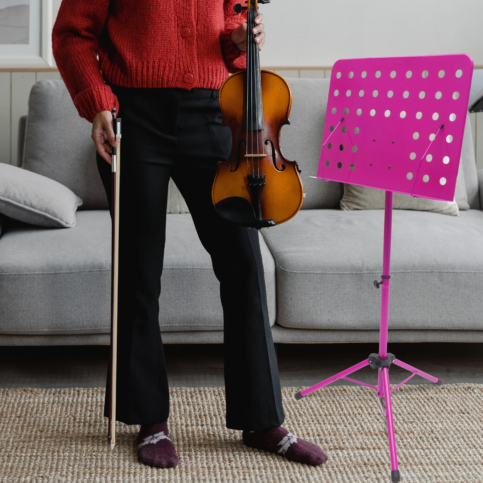 

Folding Music Stand Tripod Holder for Performers Fully Adjustable Height Lightweight Portable Storage Music Accessories