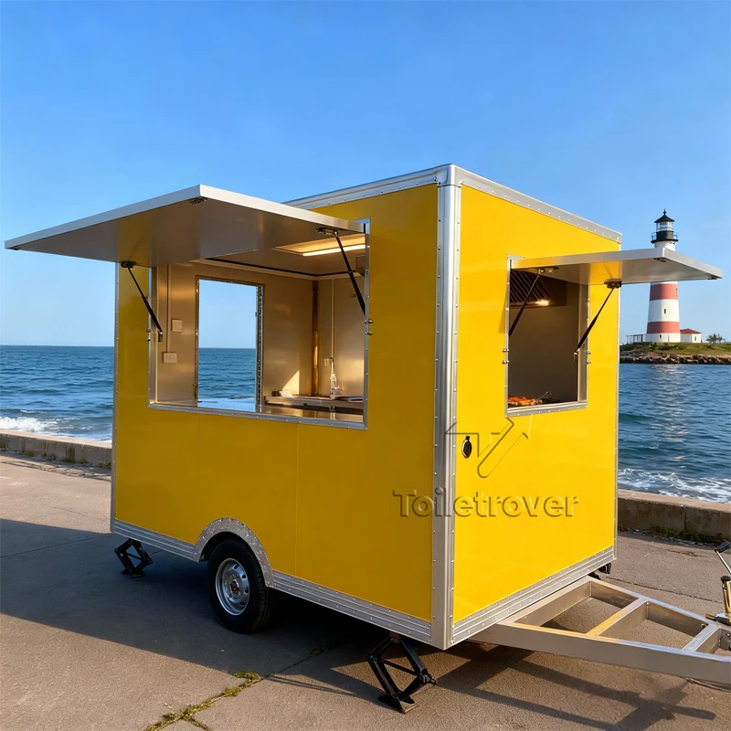 

Outdoor Commercial Food Cart Hot Dog Burger Trailer Doner Kebab Fried Chicken Cart Pizza Bajaj Food Truck with Full Kitchen