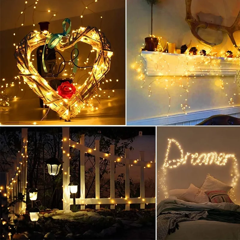 3pcs 3M Copper Wire LED String Lights Battery Powered Fairy LED String Lights for DIY Party Holiday Wedding Christmas Decoration