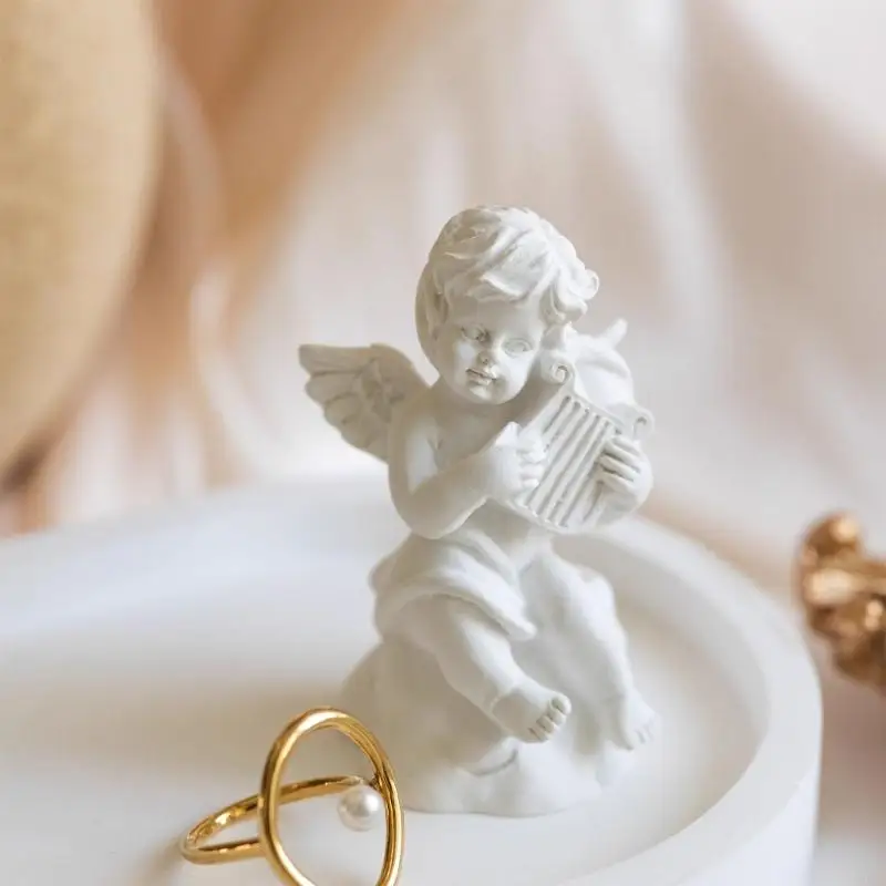  4Pieces Set Small Angel Resin Jewelry Display Stands Showing Holder Perfect for Earring Rings Storage and Photo Staging