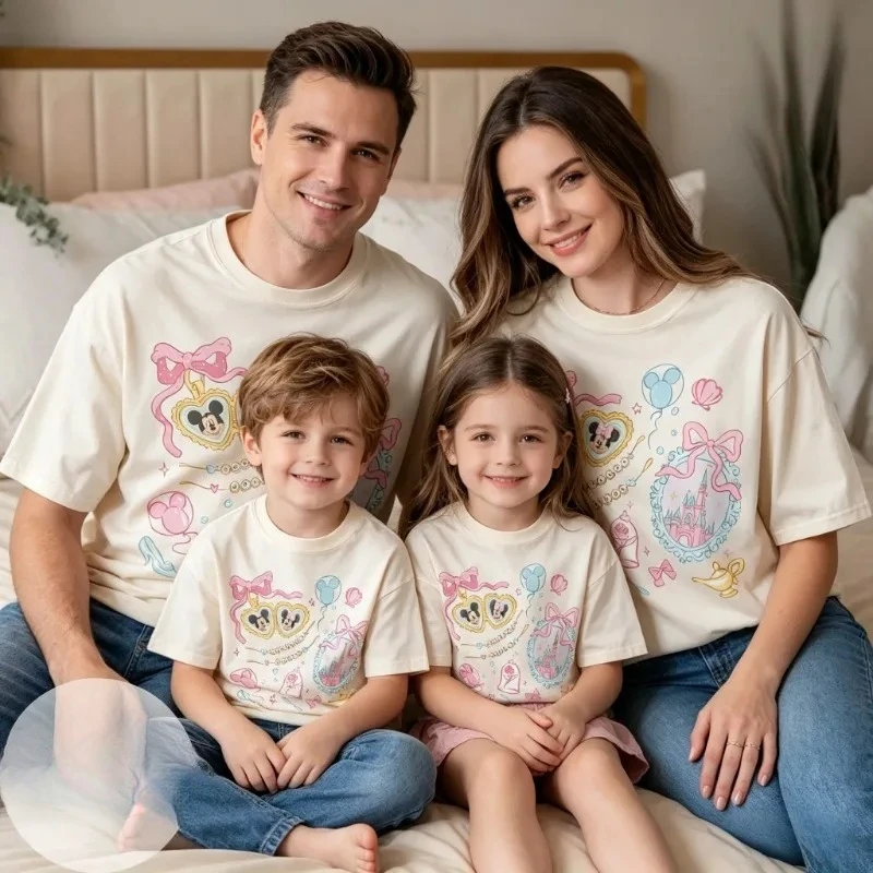 2026 Summer Graphic T-shirt Parent-child Family Adult Children Fashion Cotton Short-sleeved Loose Casual Shirt Unisex T-shirt