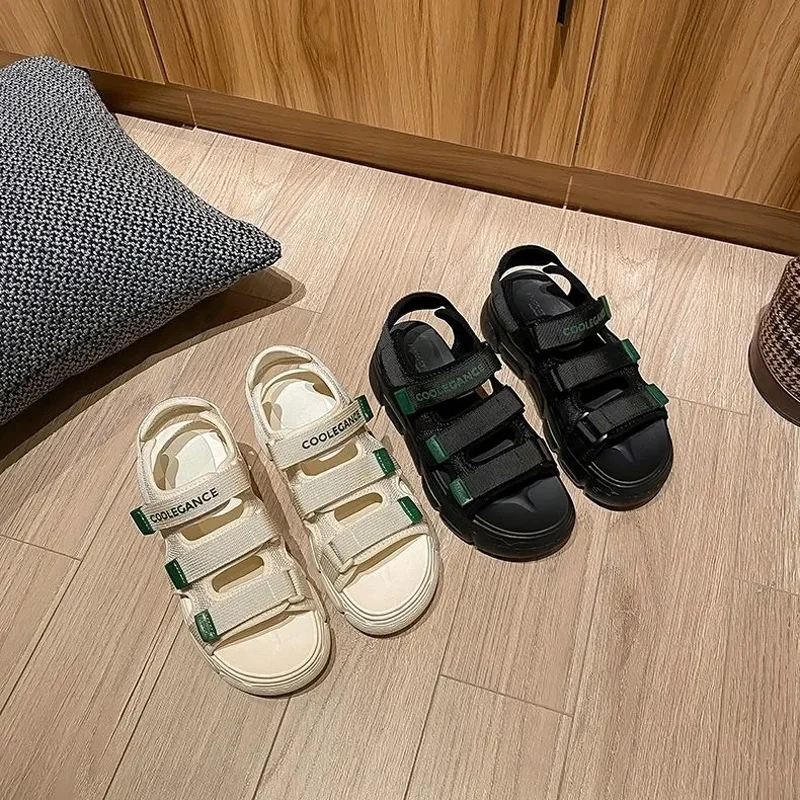 Thick-soled Sandals 2023 New Summer Fairy Wind Sports Sandals Students Flat Comfortable Breathable Casual Female Beach Shoes