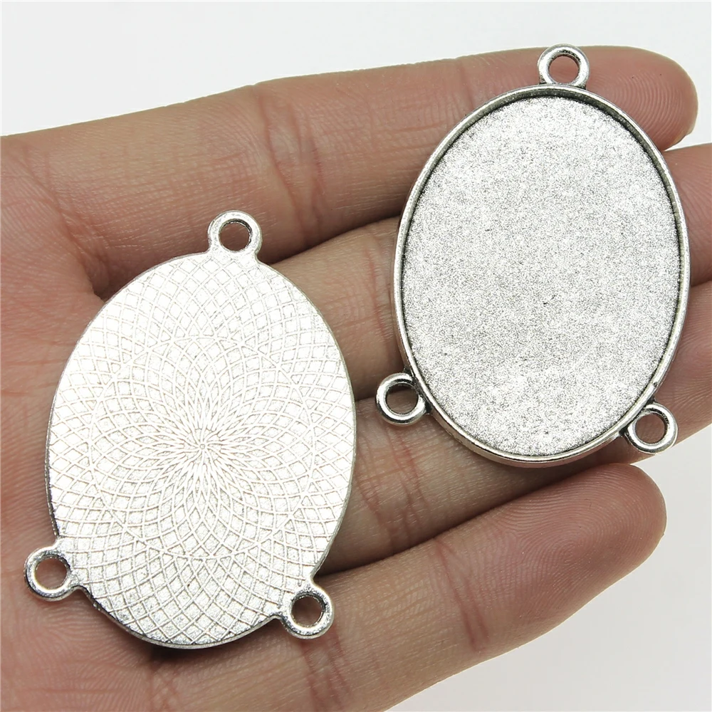 Fit 30x40mm 20x30mm 18x25mm 13x18mm 10x14mm 8x10mm Oval 3 Holes Connector Style Pendant Base For Jewelry Making