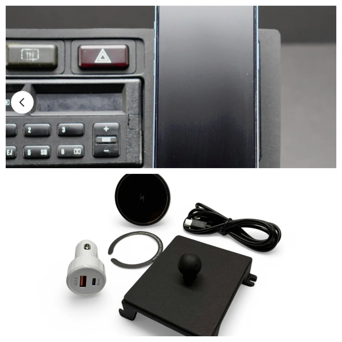 

One Set Phone Mount for Mag Safe Char-ger For BMW E30 M3 325 318 E24 OBC (Fit both LHD and RHD models)