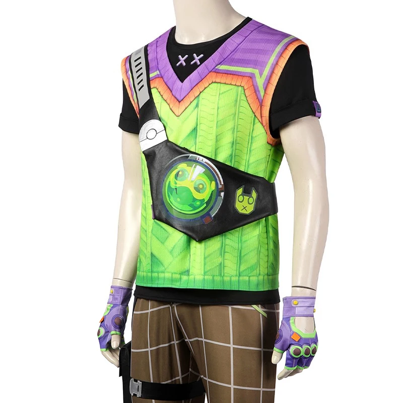 Costumes de Cosplay Gekko Initiator pour Homme, Uniforme de Jeu Py Valorant, T-shirt, Pantalon, Sac GlaBelt