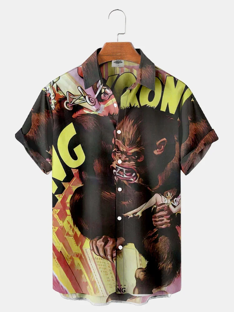 Camisa con estampado 3D de estilo Harajuku para hombre, Tops informales de manga corta con solapa de botones, ropa de calle Unisex de gran tamaño