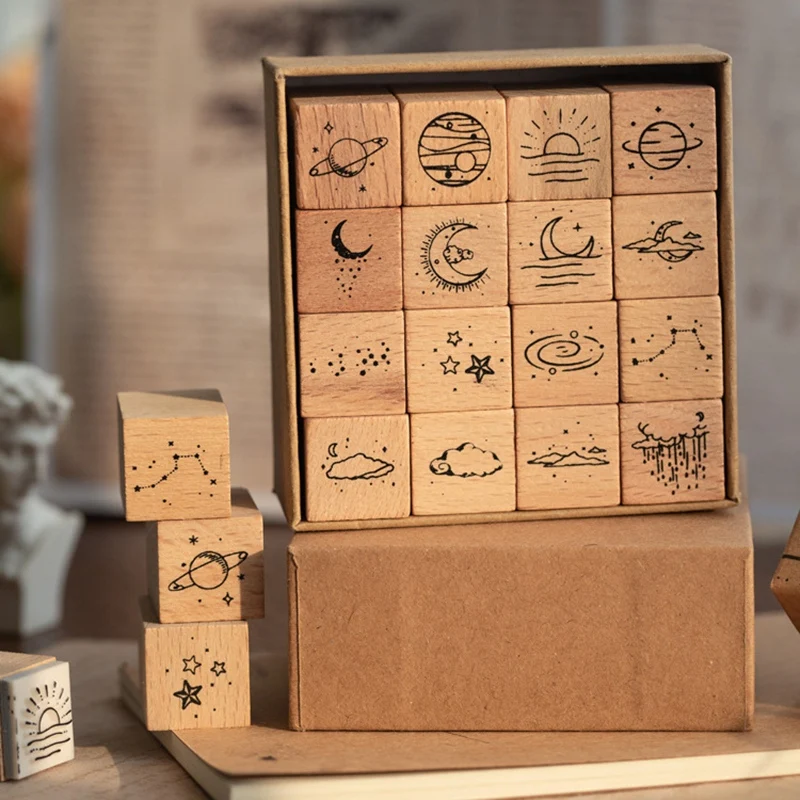 16 шт./партия, деревянные декоративные штампы для скрапбукинга