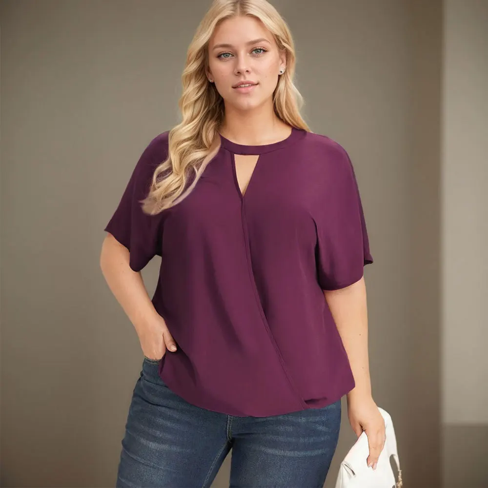 

Plus Size Women's Versatile Simple T-shirt 2025 Spring and Summer New Loose and Thin Temperament Top Women Clothing