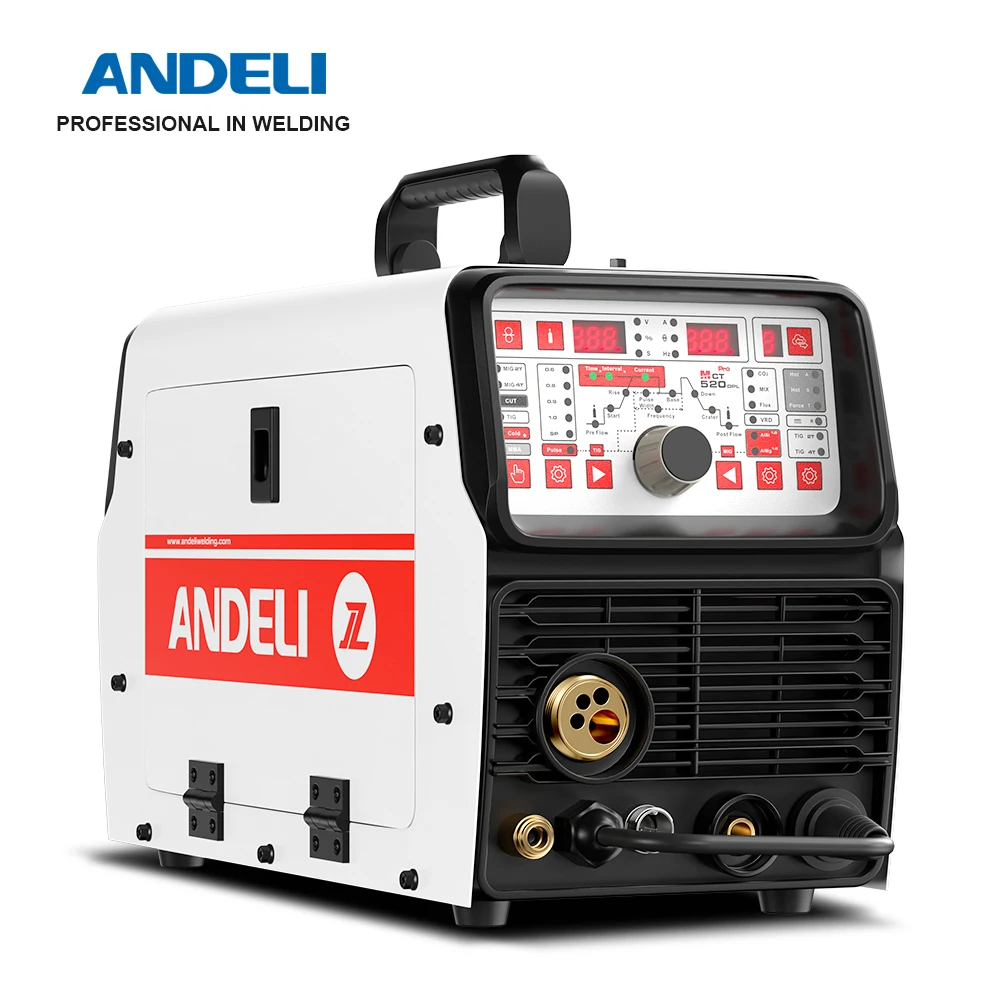 ANDELI 220V MIG Welding Machine 5 in 1 MIG/TIG/Stick/CUT/Aluminum Welding Semi-automatic Welder Gas/Gasless Multiprocess Welders