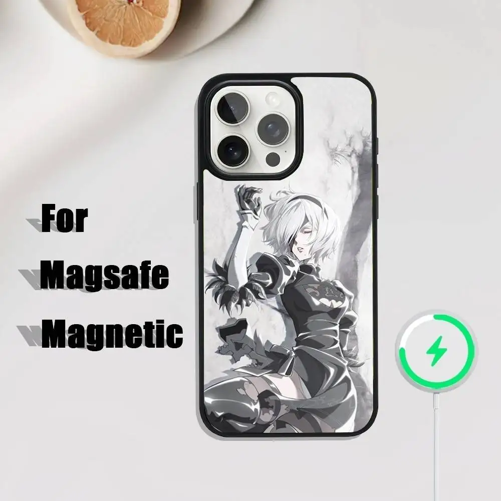 Чехол для телефона N-NieR A-Automata 2B для iPhone 17,16,15,14,13,12,11, Pro, Max, Plus, Mini, SE4, E с магнитной беспроводной зарядкой Magsafe
