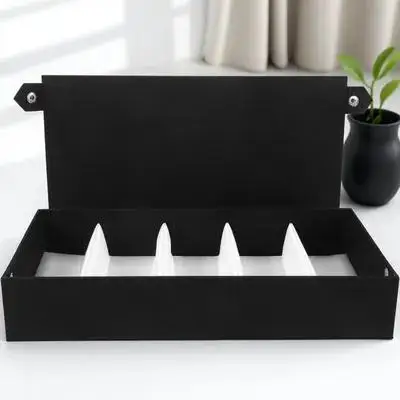 

Glasses Storage Box 5 Compartments Dustproof Fabric Eyewear Case Black Compact Design Suitable Glasses Home Supplies