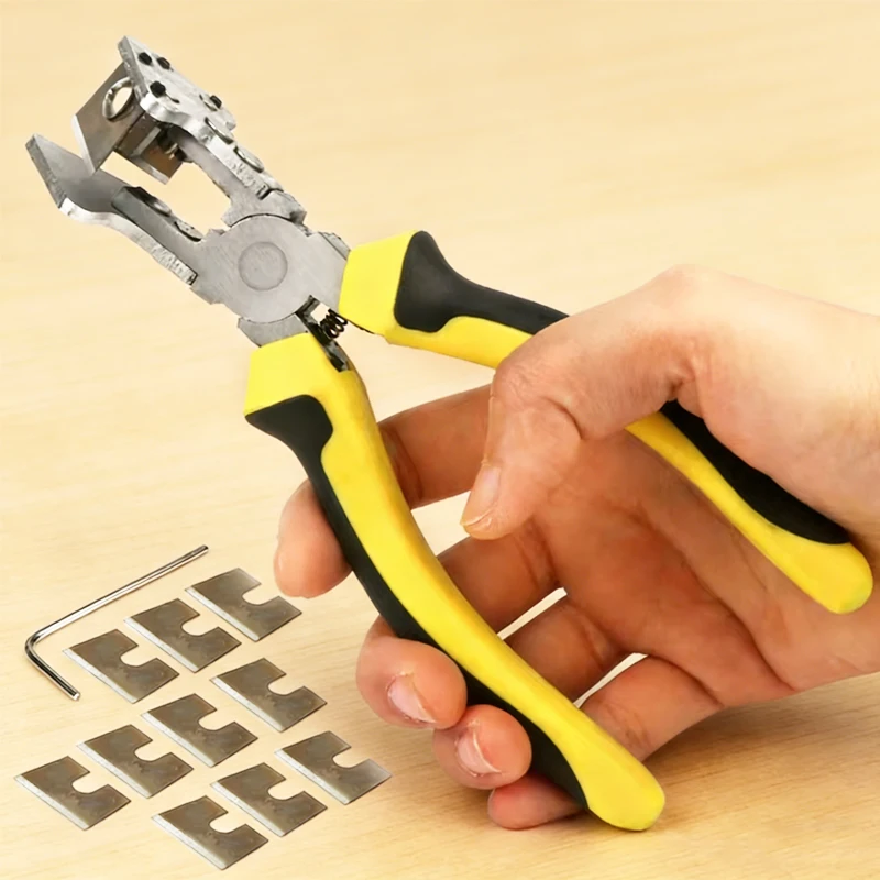 V-shaped Rubber Strip Scissors 90° Sealing Strip Plier Right Angle Rubber Plastic Shears with 10pcs Blades for Doors Windows