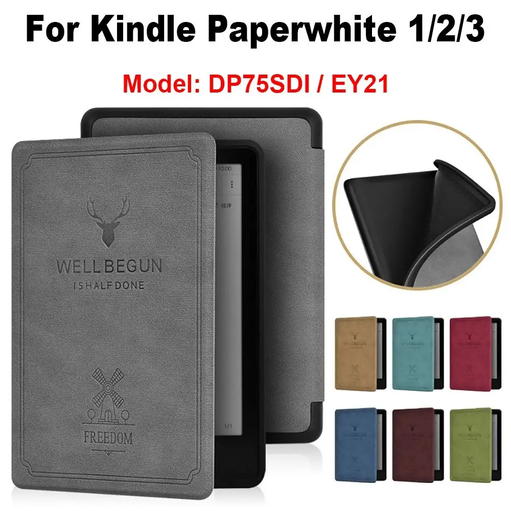 For Kindle Paperwhite 1/2/3 Smart Cover PU Leather 6 inch E-Reader Folio Case Protective Shell DP75SDI Funda Auto Sleep/Wake