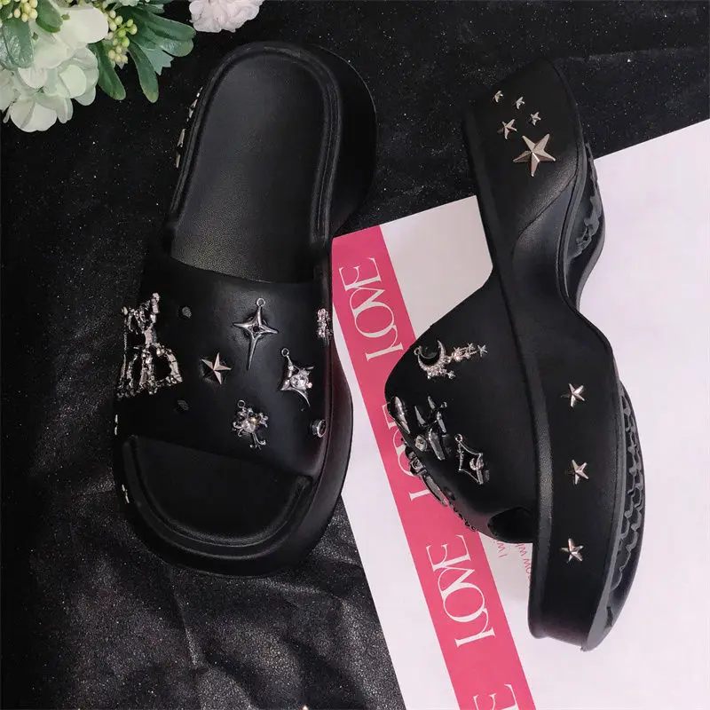 Women Summer Slippers EVA Clogs Sandals Four Pointed Star Decoration Garden Shoes Non-Slip Slides Thick Bottom Casual Shoe 35-40