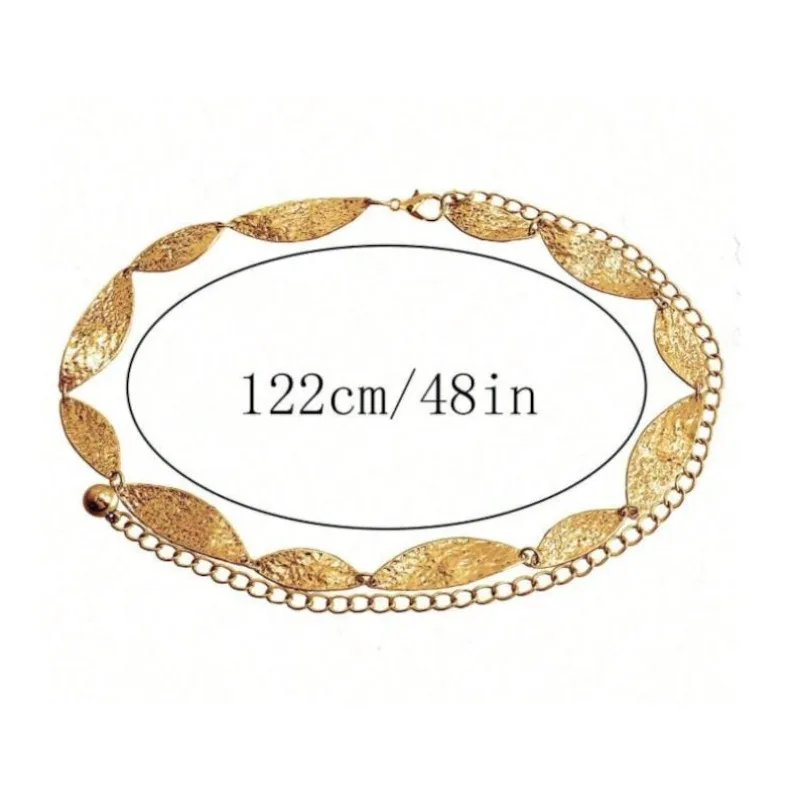 New Trendy Irregular Metal Leaves Waist Chain for Women Vintage Style Gold Color Dress Jeans Skirt Belly Chain Body Jewelry Gift - view 4