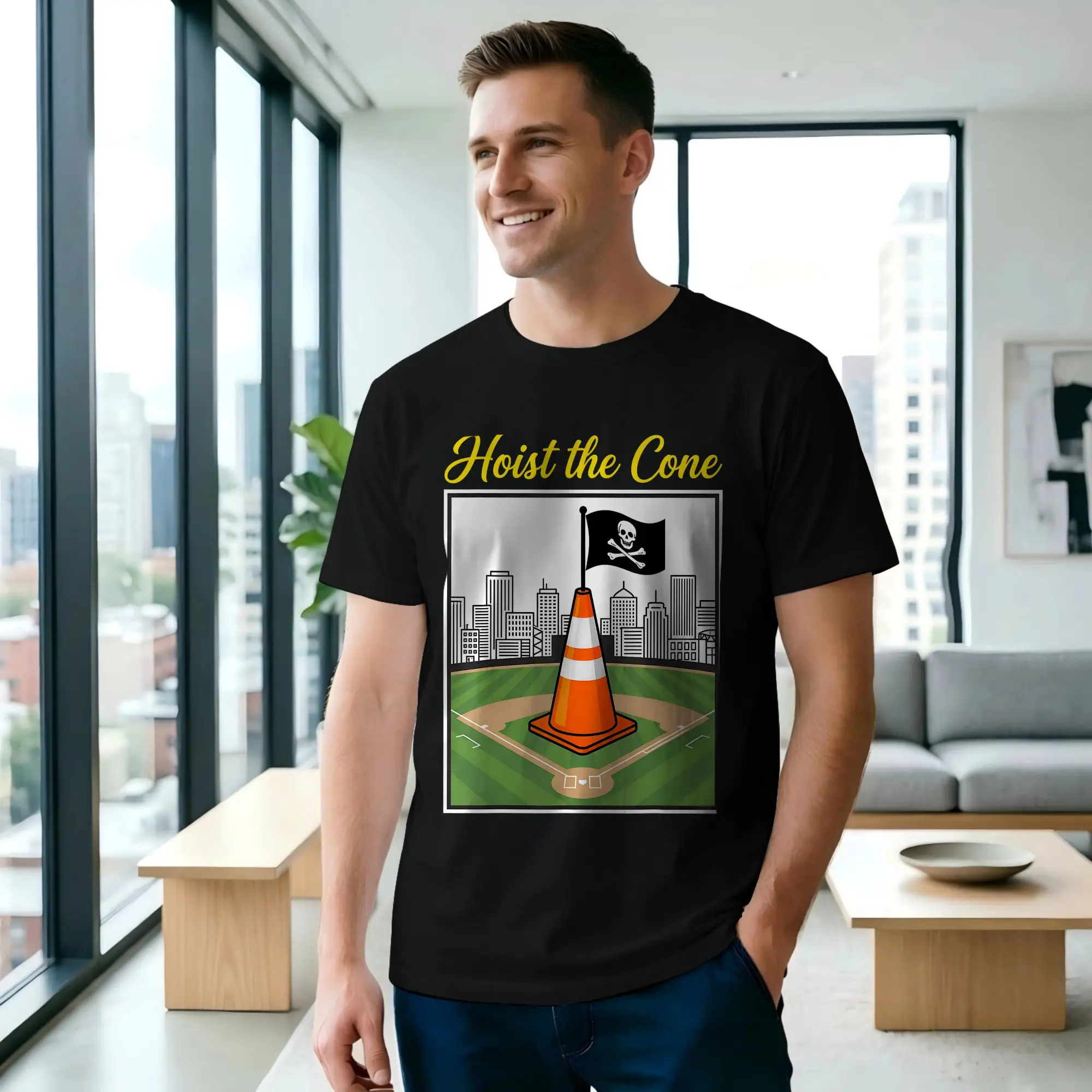 Pittsburgh Hoist The Traffic Cone Hoist  Men T Shirt Hoist The Cone Casual Tees Short Sleeve Crew Neck Cotton Party Tops T-Shirt