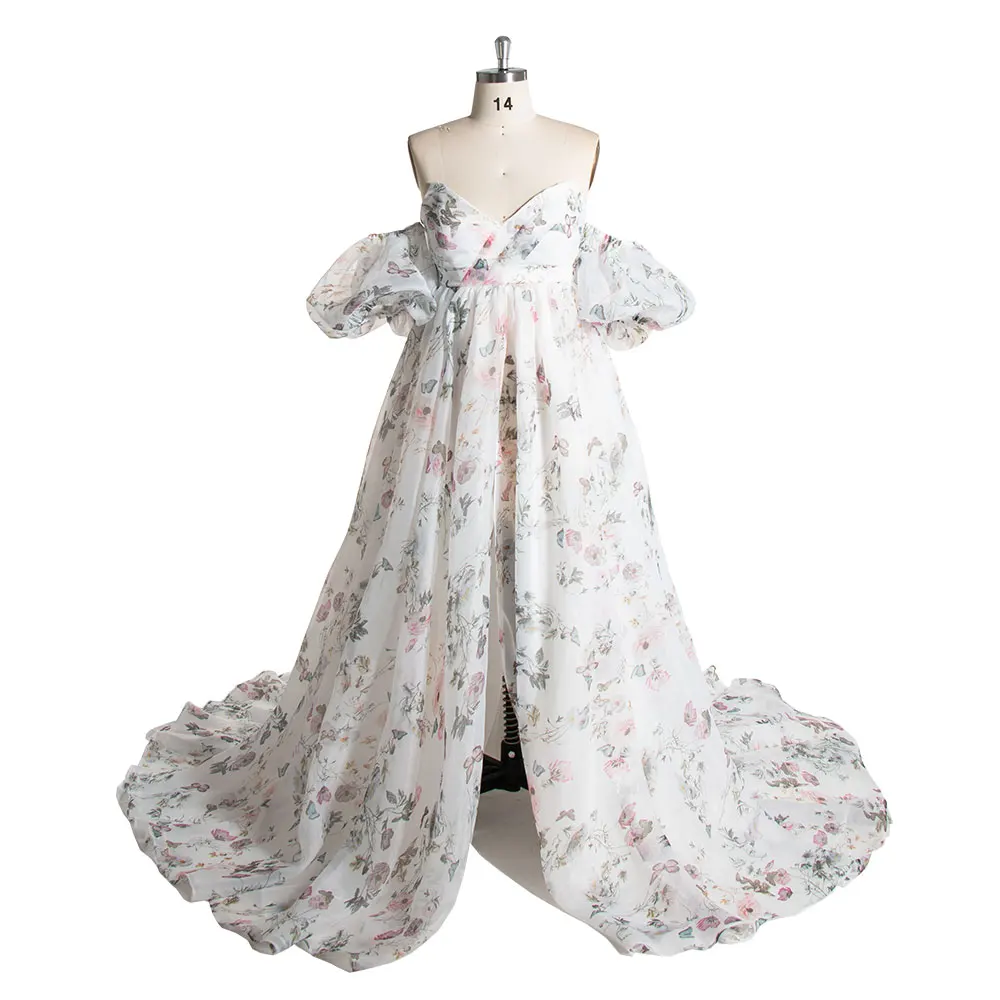 Maternity Photoshoot Dresses Romantic Floral Off Shoulder Dress for Pregnant Women Baby Shower Dress Woman YEWEN YW240079