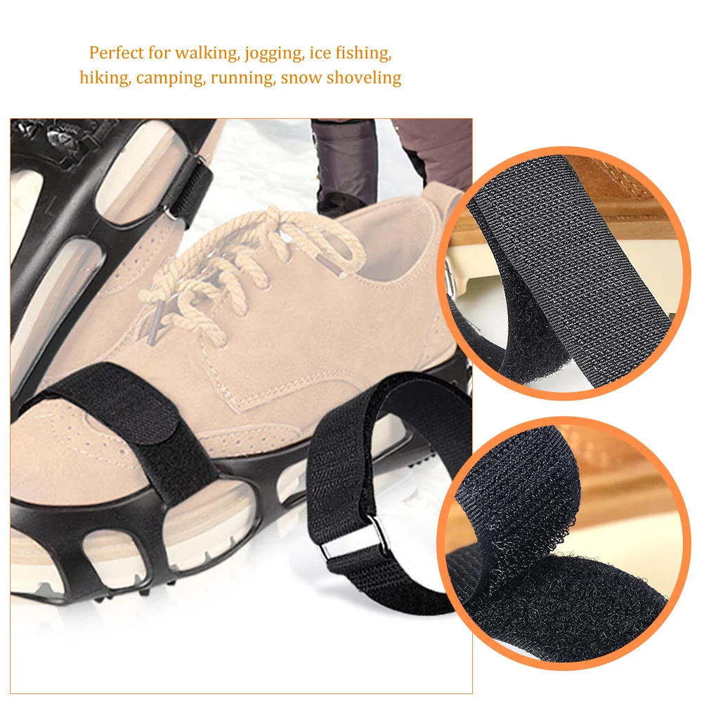 

4Pcs Shoes Ice Gripper Strap Adjustable Metal Ring Buckle Non-Slip Outdoor Hiking Running Climbing Accessories