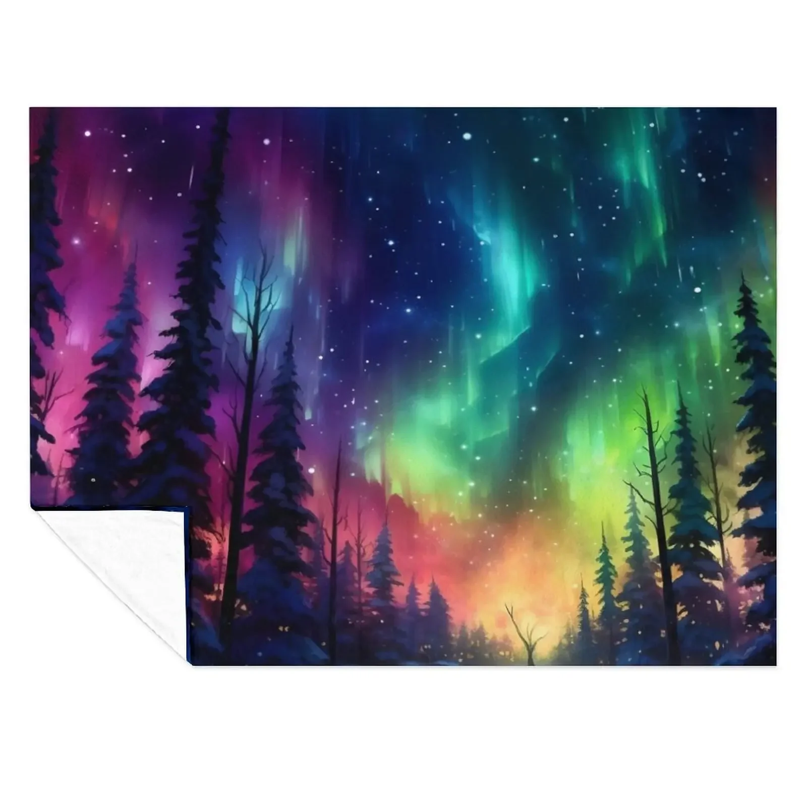 

Aurora Borealis Enchanted Glowing Neon Forest Throw Blanket Heavy Decorative Sofa Camping christmas decoration Blankets