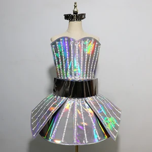 Buntes LED -Shine -Kostüm für Frauen, Laserspiegel, helles Kleid, Bar, DJ, Gogo -Tänzerin, Bühnensängerin, Geburtstagsnacht -Outfit 10 Hauptverkäufe LED -Kleid - №6