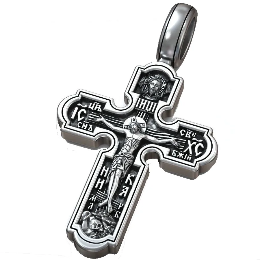 9.5g Crucifixion Orthodox Cross Saint Helena Jesus Christ Pendant  Customized 925 SOLID STERLING Silver High Trendy