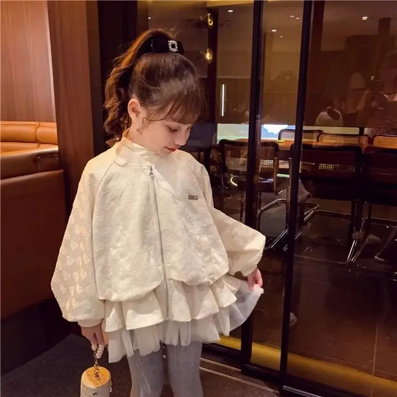 2024 Spring Kids Cute Rabbit Dresses Jackets for Girls Patchwork Long Sleeve Coat Tops Toddler Baby Outfits fits 1-12 Years