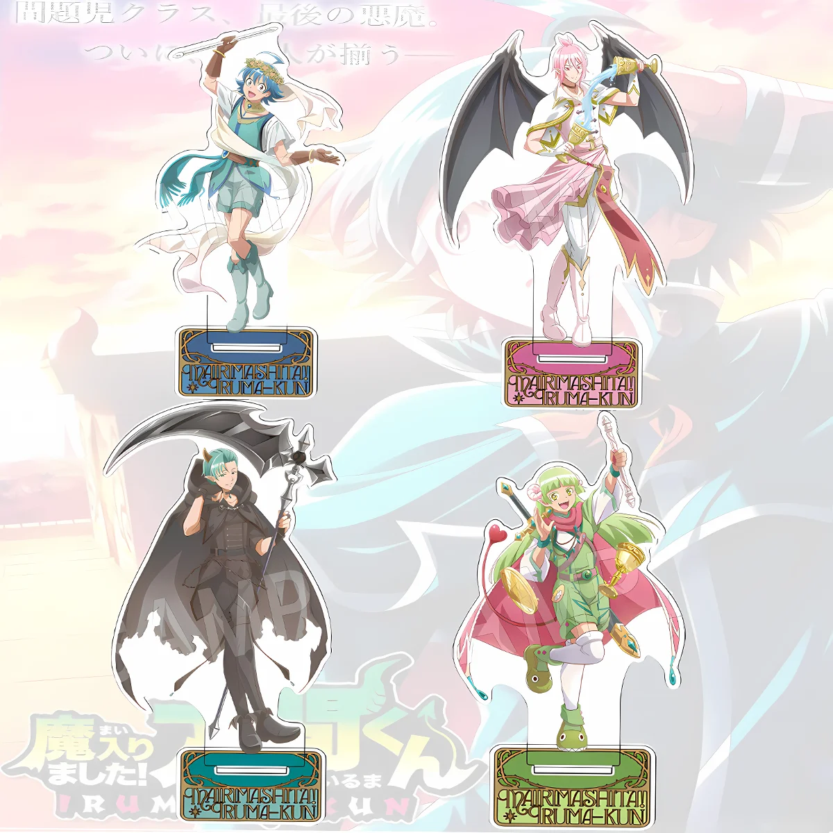 

Anime Iruma-kun Peripherals AGF Suzuki Iruma Figure 15cm Acrylic Stand Clara Standing Palte Asmodeus Alice Desktop decoration