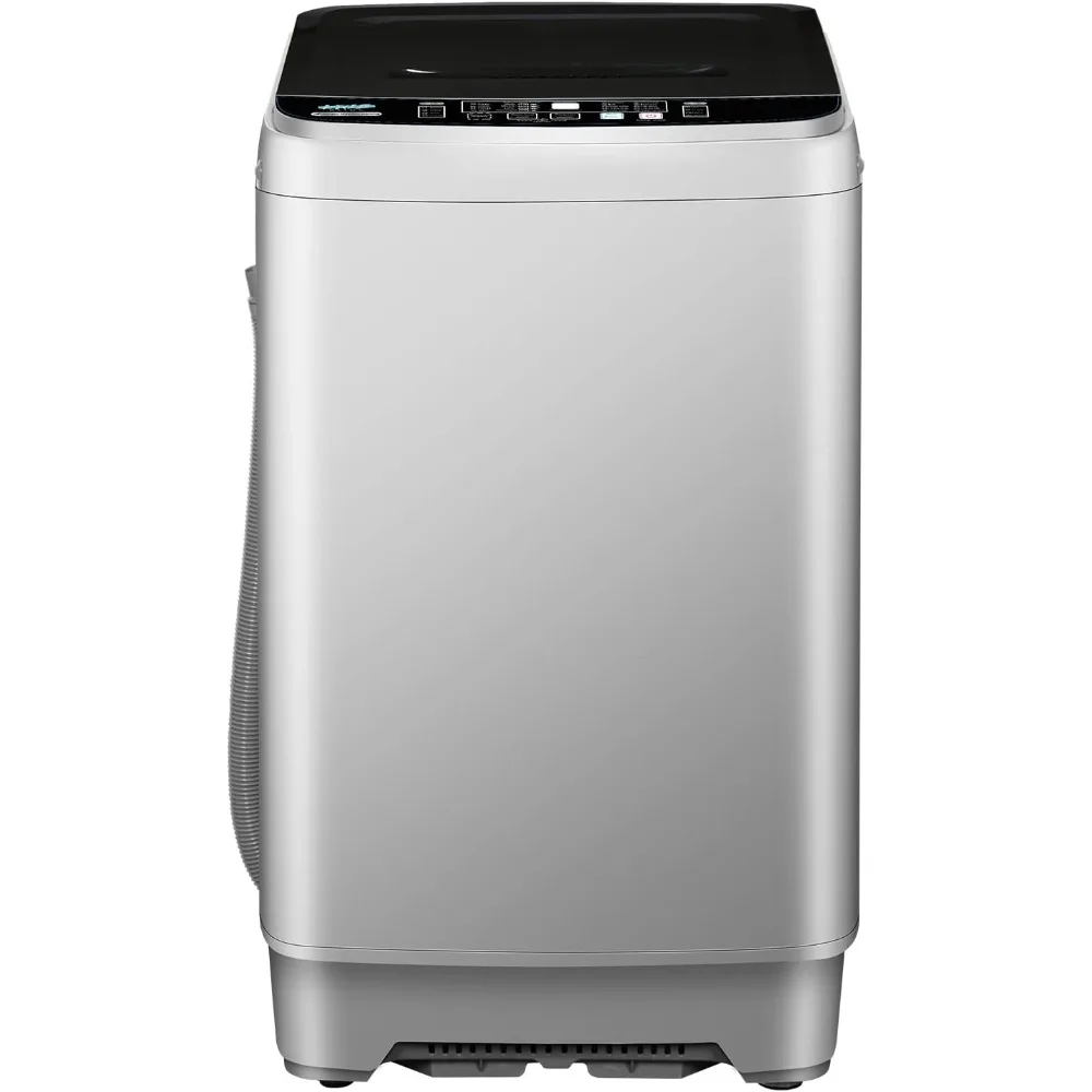 Machine à laver compacte entièrement automatique, lave-linge compact 2 en 1, 10 programmes de lavage, 4 modes de niveau d'eau et 8 sélections de niveau d'eau