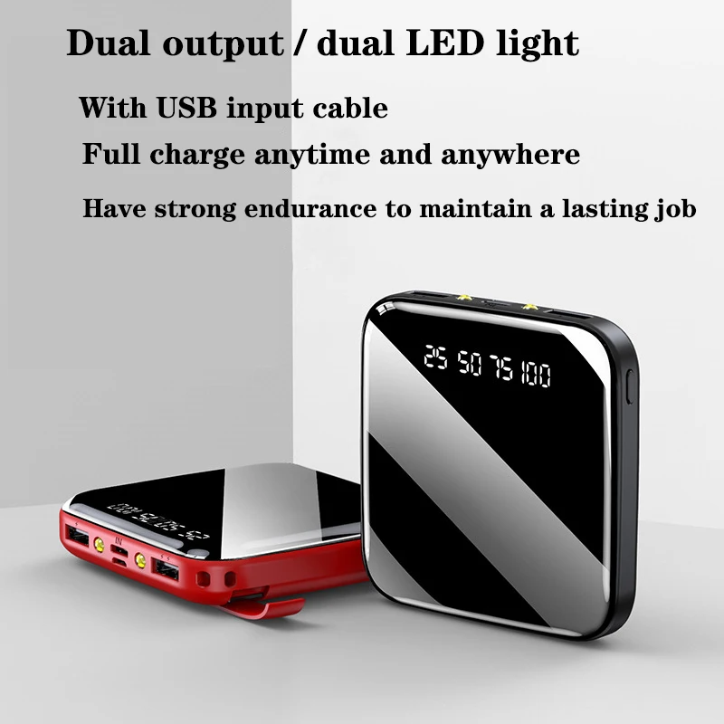 

Mini charging bank digital display large capacity 20000 mA mobile power supply with cable