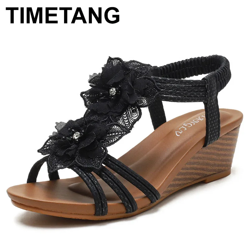 

2025 сандалии-гладиаторы, богемные женские летние сандалии на плоской подошве с цветочным принтом в стиле ретро, сандалии на танкетке, женская обувь