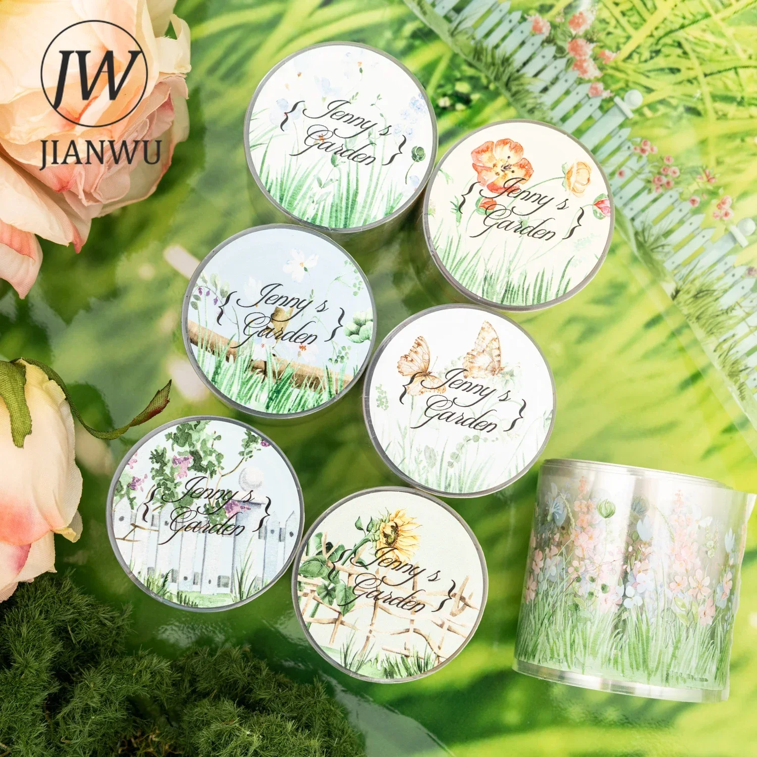 JIANWU 45mm*200cm Jenny's Garden Series Vintage Plant Flower Landscaping Material Collage PET Tape Creative Journal Stationery