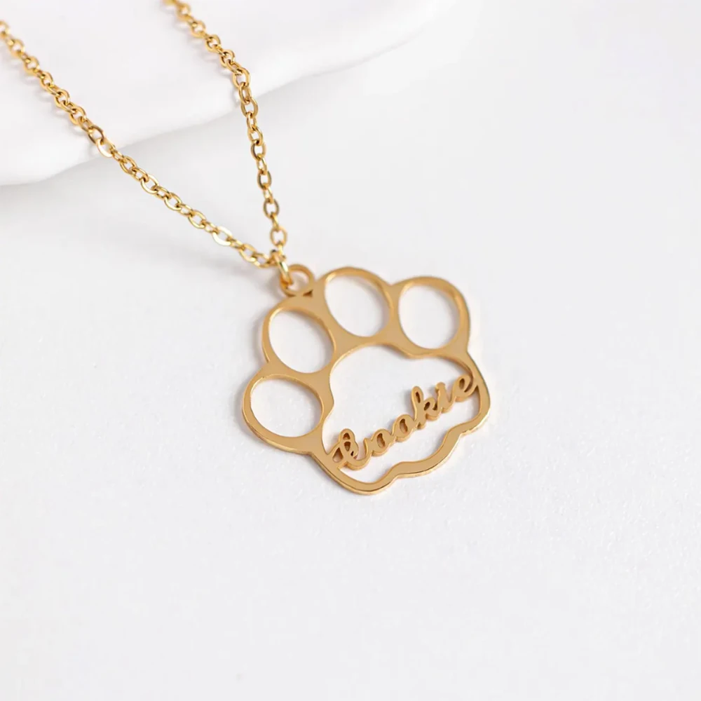 Collier personnalisé avec nom de patte de chat pour femme, pendentif clavicule, bijoux personnalisés, tempérament simple, cadeau de nouvel an